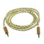 Auxiliary Music Cable 3.5mm to 3.5mm Glossy Braided Wire Cable (Gold)